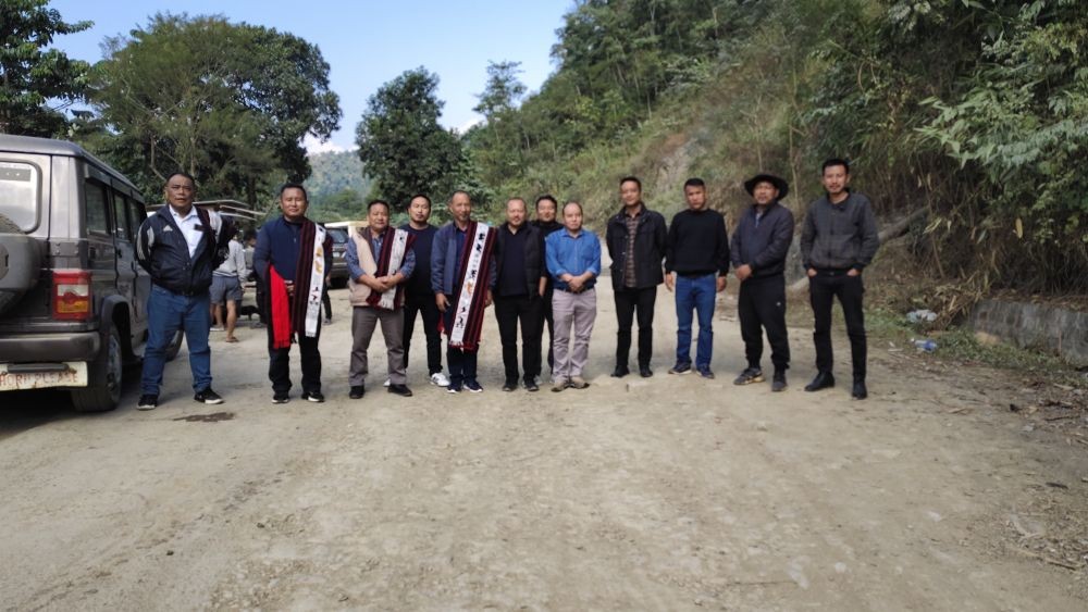 Officials from Ao Senden, Ao Lanur Telongjem, and PWD (NH), Mokokchung Division, during the inspection of NH-61 (VK Town-Doyang stretch) on December 5, 2024. (Photo Courtesy: ALT Media Cell)